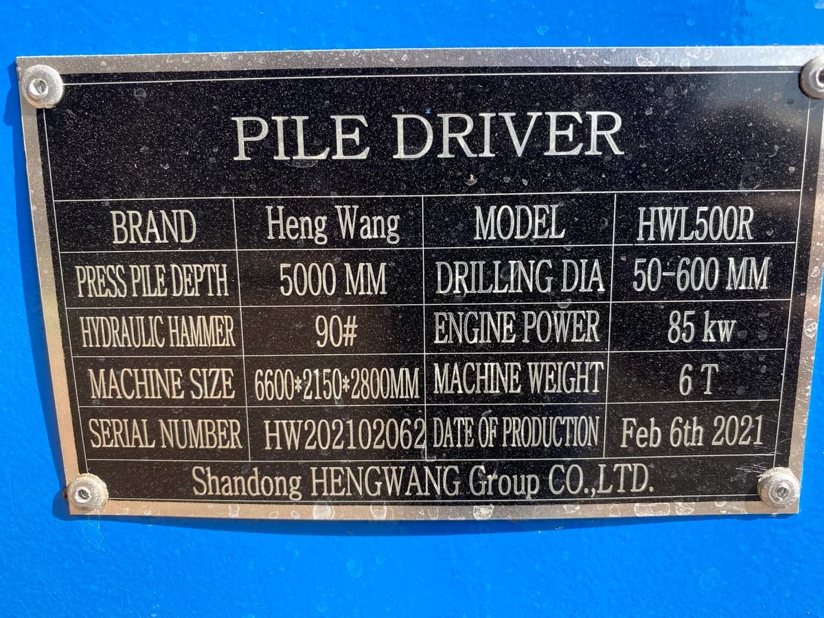 Hincadora de Postes Heng Wang Hwl500r Año 2021 - Imagen 14